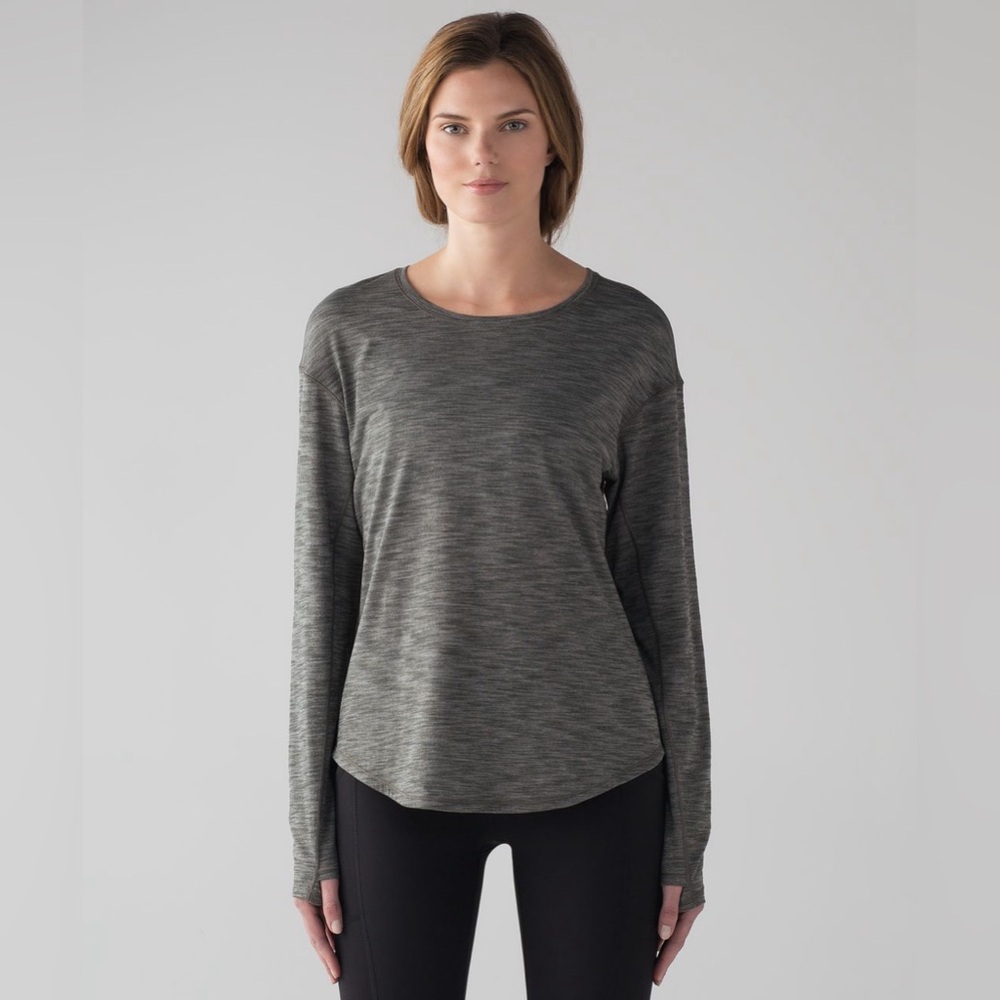 Lululemon Lost In Pace Long Sleeve Heathered Dark Olive Medium